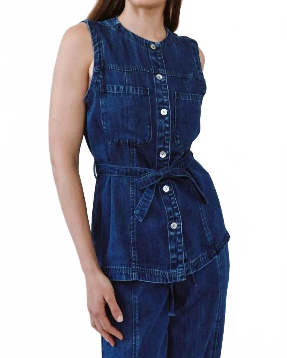 NEW BELLA DAHL seamed belted vest in blue